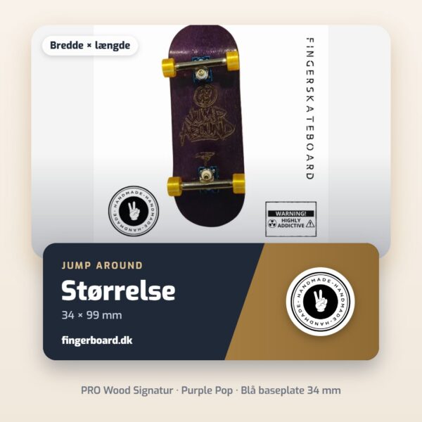 Størrelse 34 × 99 mm – PRO WOOD SIGNATUR - Purple Pop - Blå baseplate 34mm