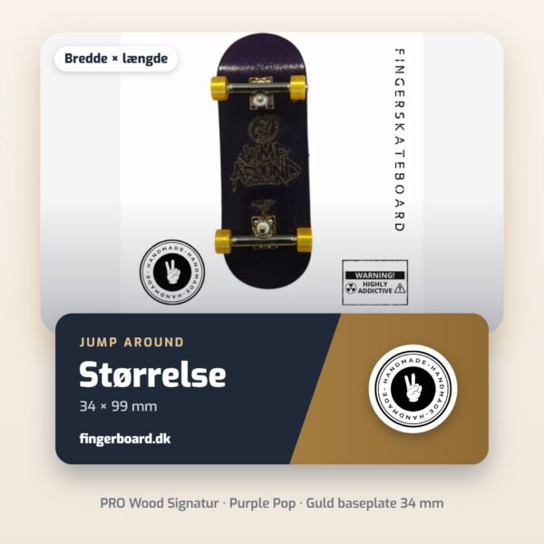 Størrelse 34 × 99 mm – PRO WOOD SIGNATUR - Purple Pop - Guld baseplate 34mm