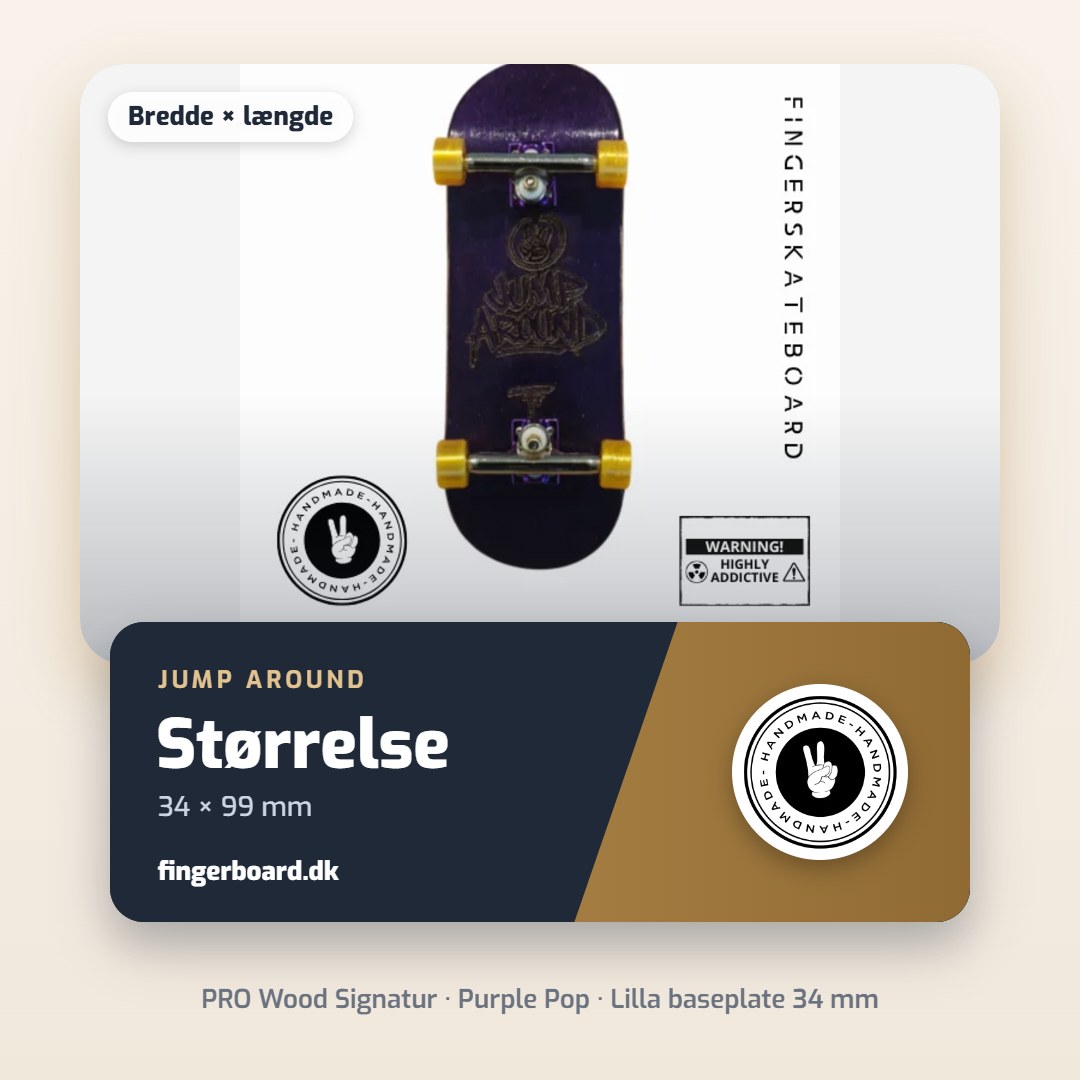 Størrelse 34 × 99 mm – PRO WOOD SIGNATUR - Purple Pop - Lilla baseplate 34mm