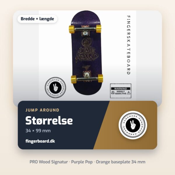 Størrelse 34 × 99 mm – PRO WOOD SIGNATUR - Purple Pop - Orange baseplate 34mm