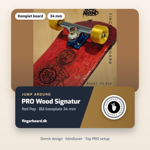 PRO WOOD SIGNATUR - Red Pop - Blå baseplate 34mm – Jump Around