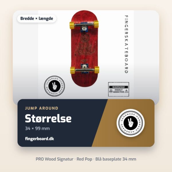 Størrelse 34 × 99 mm – PRO WOOD SIGNATUR - Red Pop - Blå baseplate 34mm