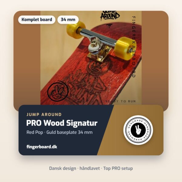 PRO WOOD SIGNATUR - Red Pop - Guld baseplate 34mm – Jump Around