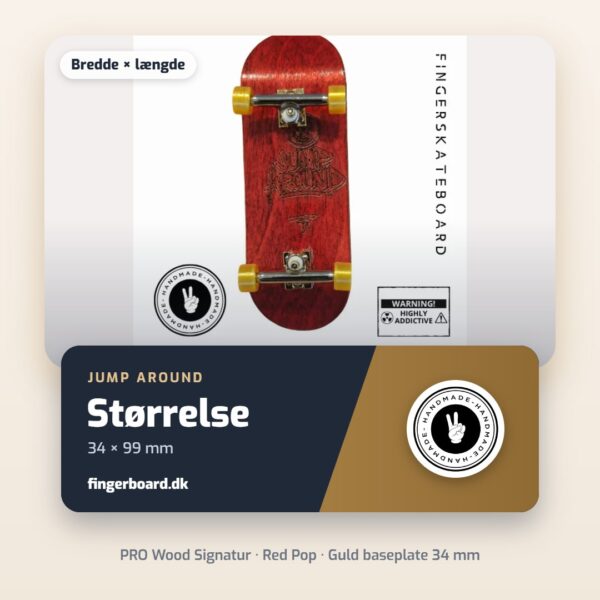 Størrelse 34 × 99 mm – PRO WOOD SIGNATUR - Red Pop - Guld baseplate 34mm