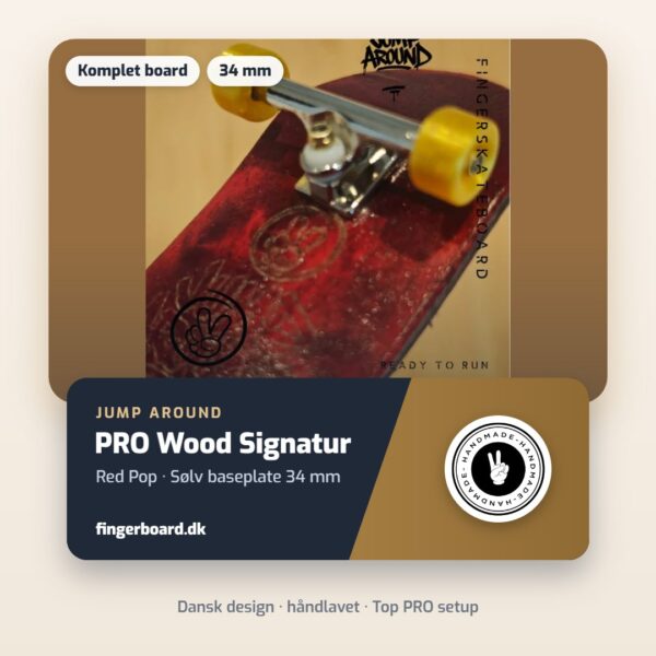 PRO WOOD SIGNATUR - Red Pop - Sølv baseplate 34mm – Jump Around