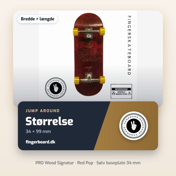 Størrelse 34 × 99 mm – PRO WOOD SIGNATUR - Red Pop - Sølv baseplate 34mm
