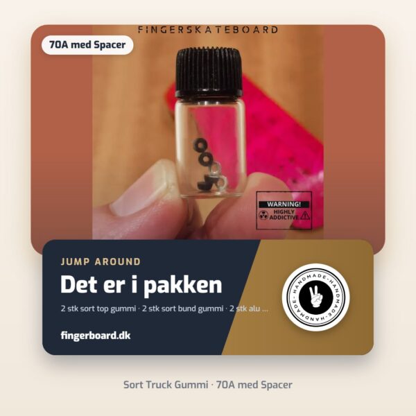 Det er i pakken: 2 stk sort top gummi · 2 stk sort bund gummi · 2 stk alu … – Sort Truck Gummi - 70A med Spacer